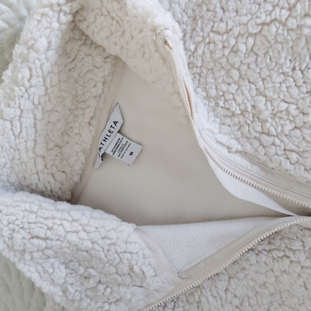 Athleta Cream Sherpa Half-Zip Jacket Medium - Picture 4 of 6